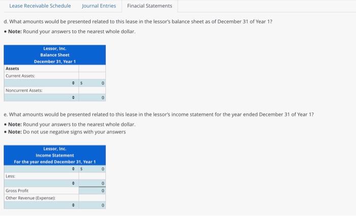 1, Ashe Company entered into a five year equipment lease (wth no
