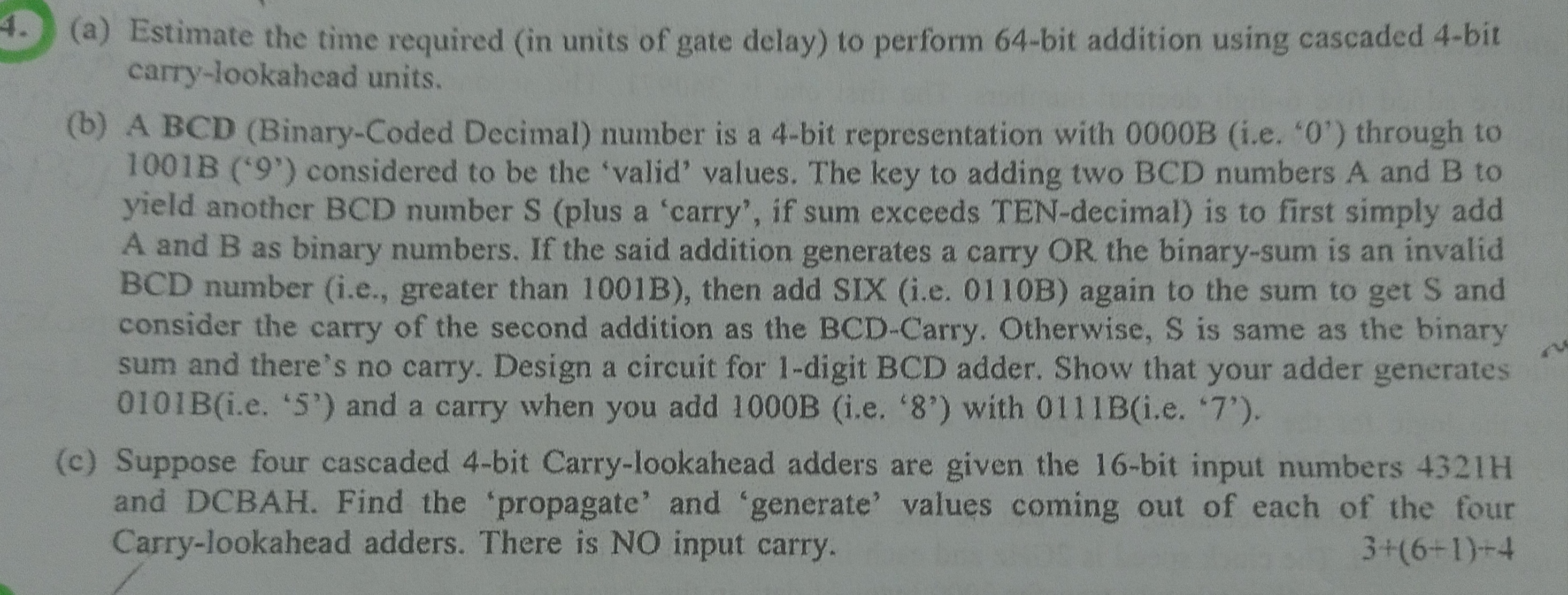  (a) Estimate the time required (in units of gate delay) to