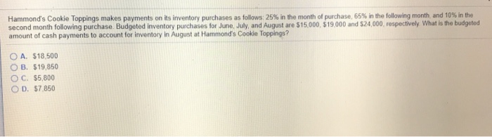  Step by step instructions Hammond's Cookie Toppings makes payments on its