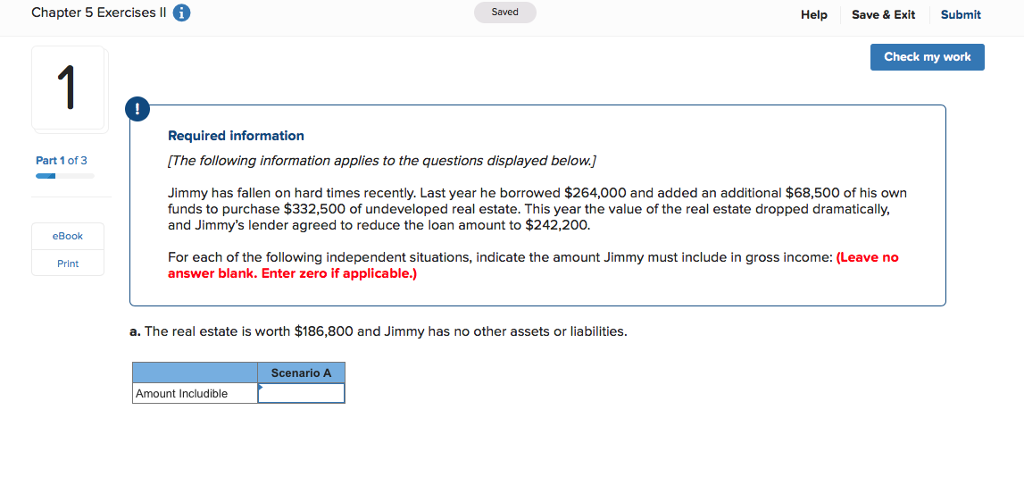  Chapter 5 Exercises II Saved Help Save & Exit Submit Check