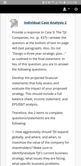  Individual Case Analysis 2 Provide a response to Case 9: The