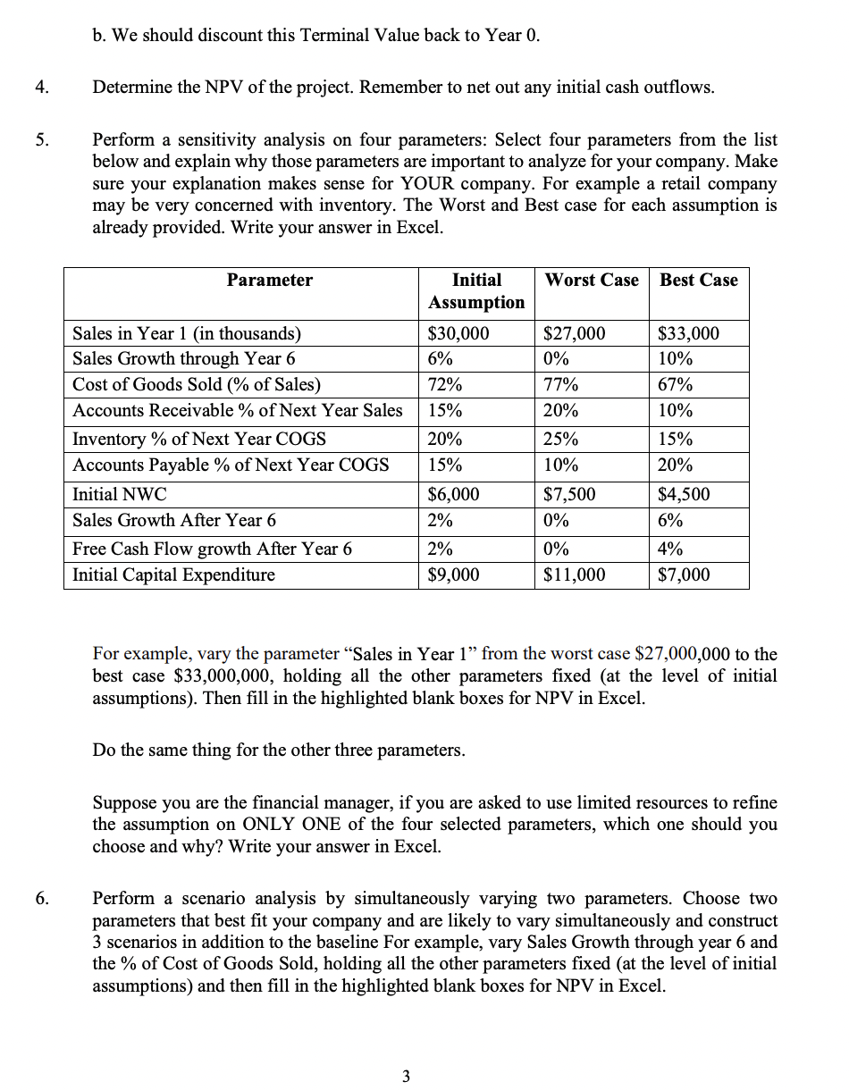 exercise that should reinforce your understanding of the following topics: Incremental unlevered