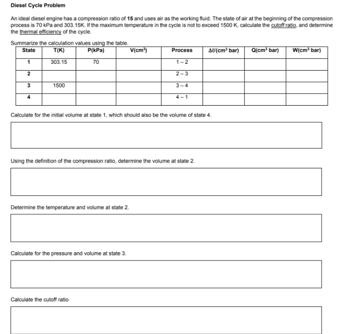 ANSWER ALL WITH COMPLETE SOLUTION NEEDED ASAP An ideal diesel engine