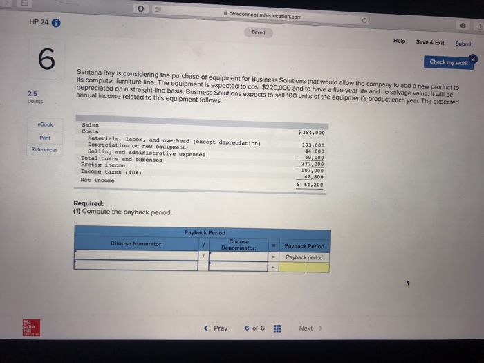  0 HP 24 6 Saved Help Save& ExitSubmit 6 Check my