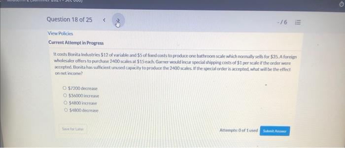 what will be the effect on net income? Question 18 of 25