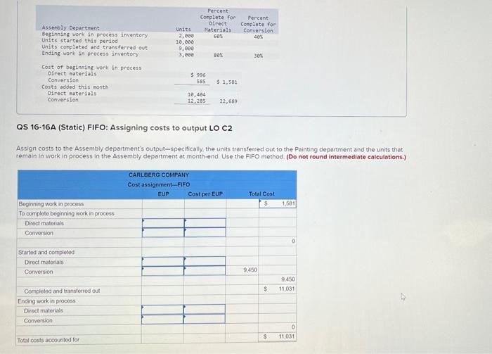  Percent Complete for Direct Materials 60% Percent Complete for Conversion 404