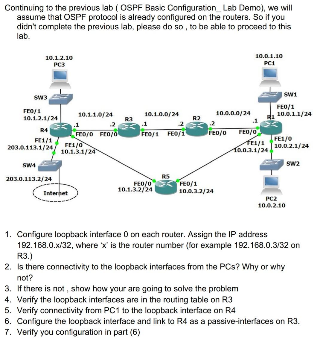  for cisco Continuing to the previous lab ( OSPF Basic Configuration_