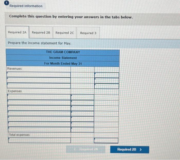 below. Prepare the statement of owner's equity for May. Prepare the statement
