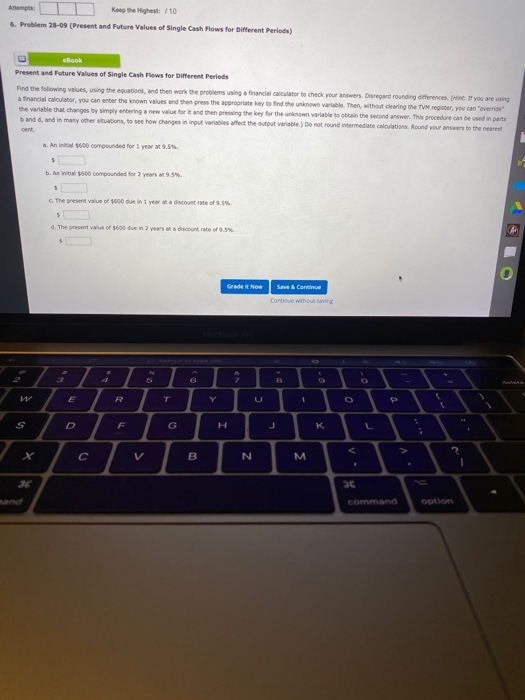 Present and future Value of an uneven Cash Flow Stream An investment