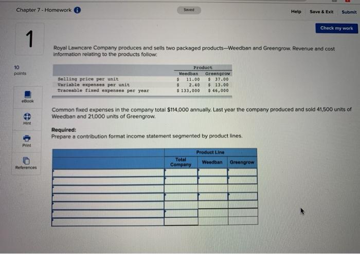  Chapter 7 - Homework Saved Help Save & Exit Submit Check