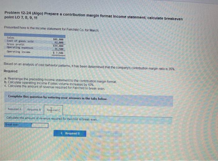 statement for Falrchild Co. for March Sales Cost of goods sold Gross