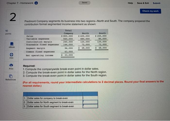  Chapter 7 - Homework Saved Help Save & Exit Submit Check