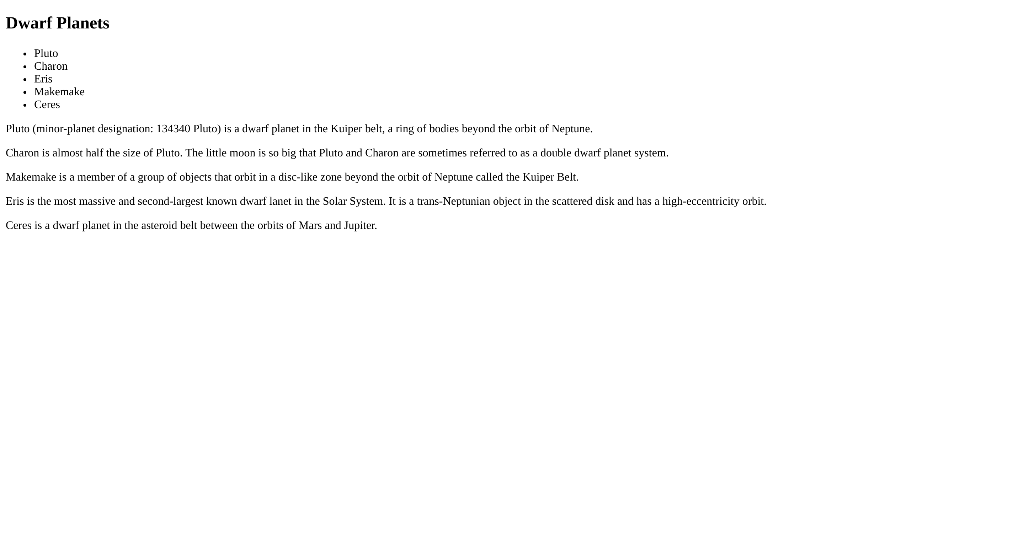 to extract the text between the html tags. - Pluto - Charon