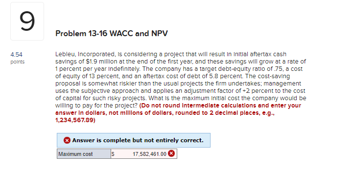  Lebleu, Incorporated, is considering a project that will result in initial