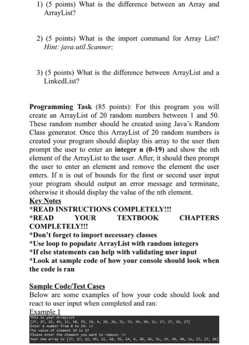 1) (5 points) What is the difference between an Array and