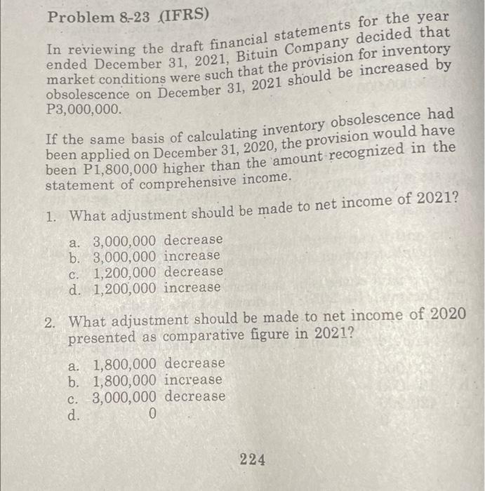  Please answer 1 and 2 Thank youu Problem 8-23 (IFRS) In