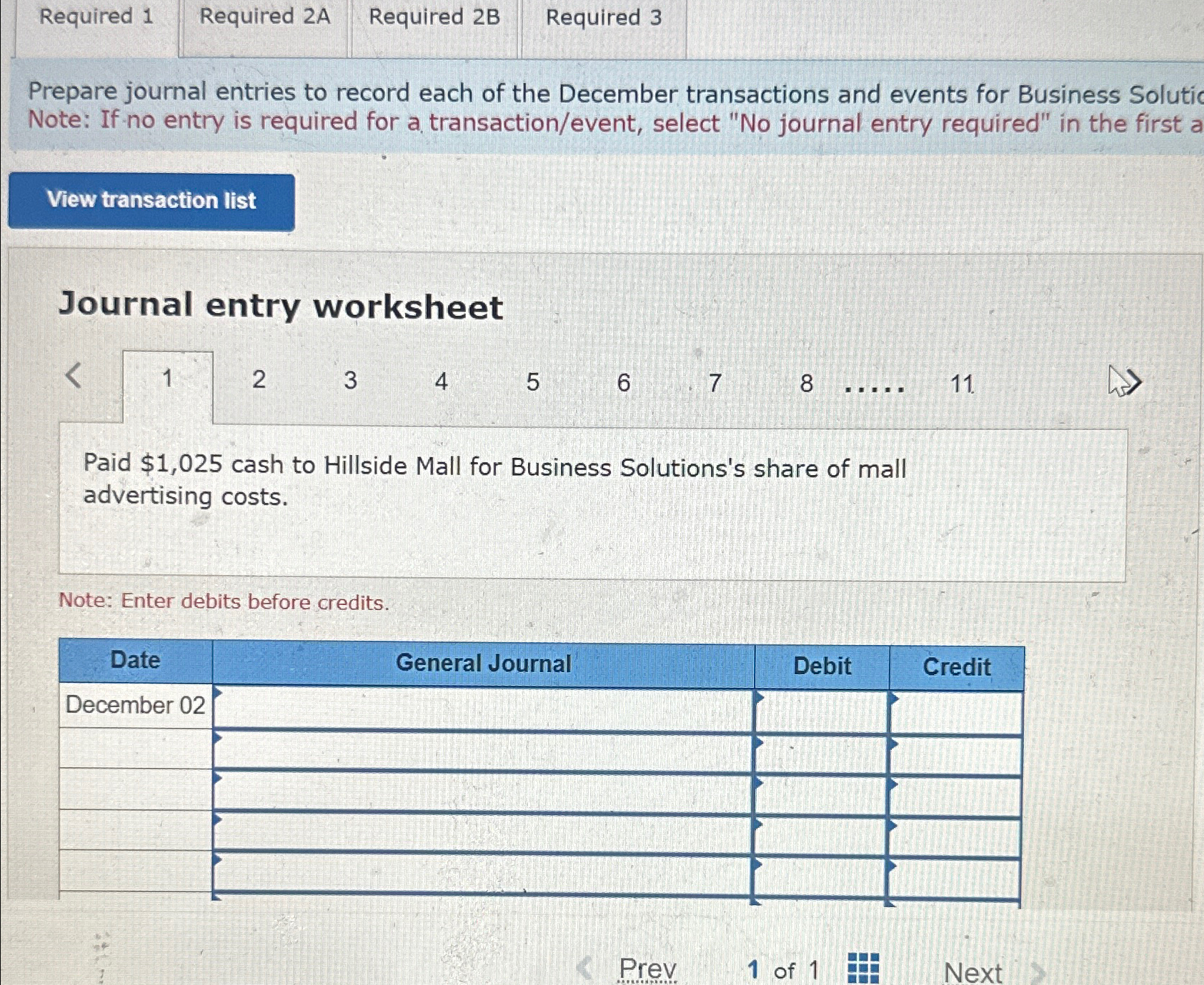 Required 1\ Required 2A\ Required 2B\ Required 3\ Prepare journal entries