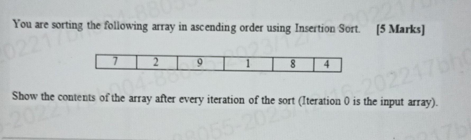 Language C programming You are sorting the following array in ascending order