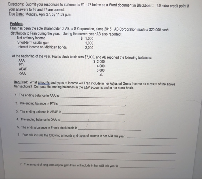  Directions: Submit your responses to statements #1 - #7 below as