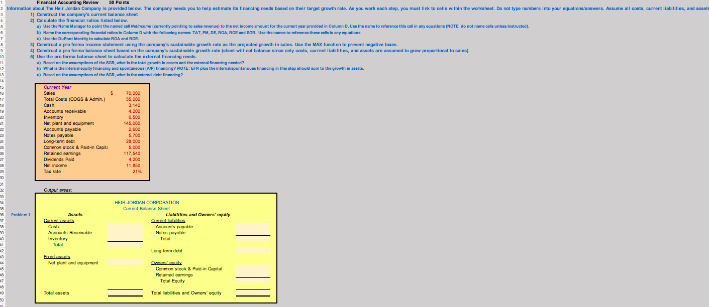  Question 1-3 for the questions below Please use excel formulas for