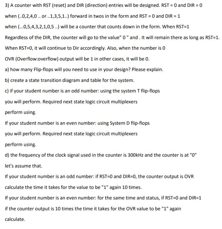 3) A counter with RST (reset) and DIR (direction) entries will