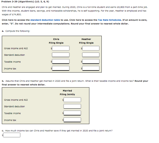  Problem 3-39 (Algorithmic) (LO. 5, 6, 9) Chris and Heather are