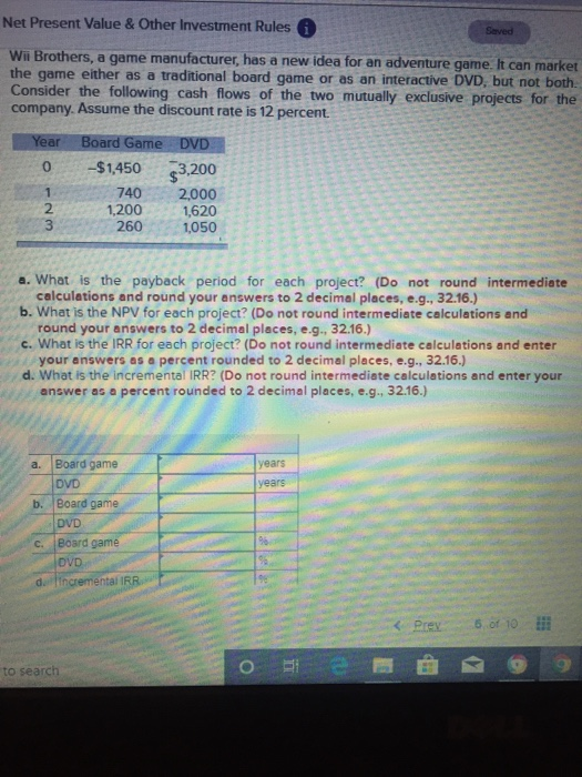  Net Present Value & Other Investment Rules a Saved Wil Brothers,