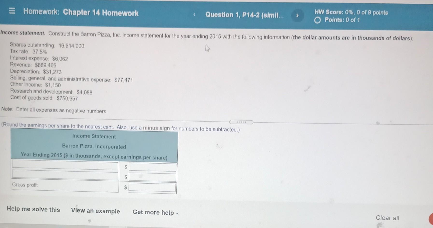  Homework: Chapter 14 Homework