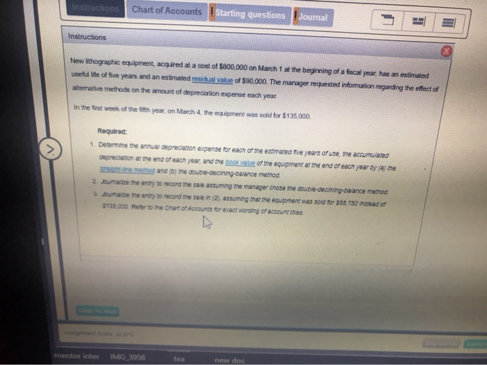 equipment on January 8 for $72,000. The equipment was expected to have