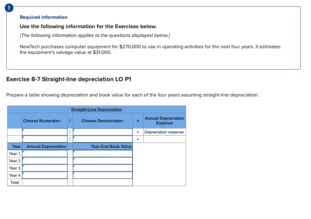  Required information Use the following information for the Exercises below. [The