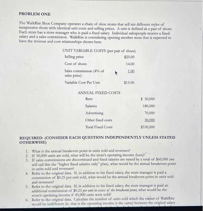  REQUIRED: (CONSIDER EACH QUESTION INDEPENDENTLY UNLESS STATED OTHERWISE) 1. What is