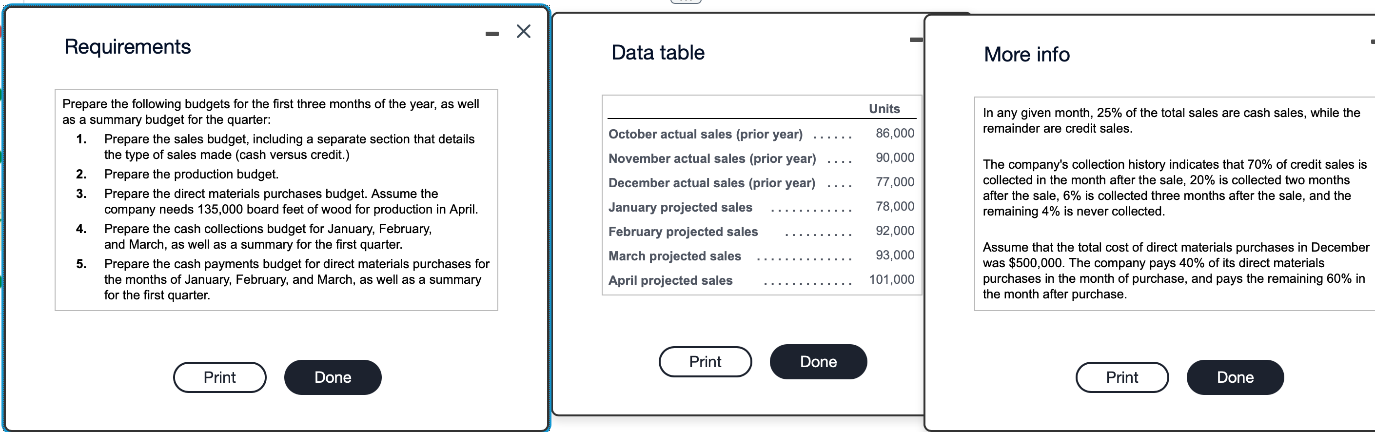 Please help me solve requirements 1-5 Requirements Data table More info Prepare
