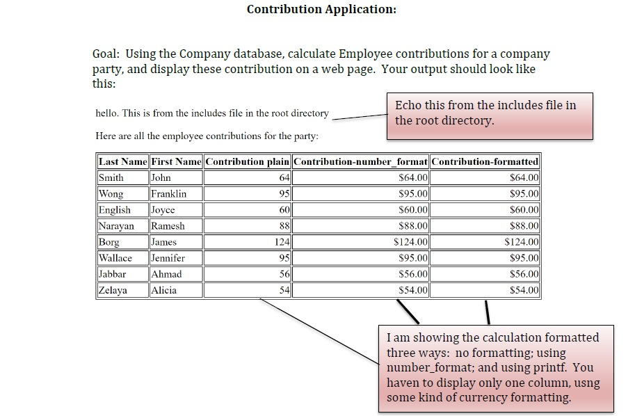  A. Index.php: This document includes db.inc.php (in order to connect to