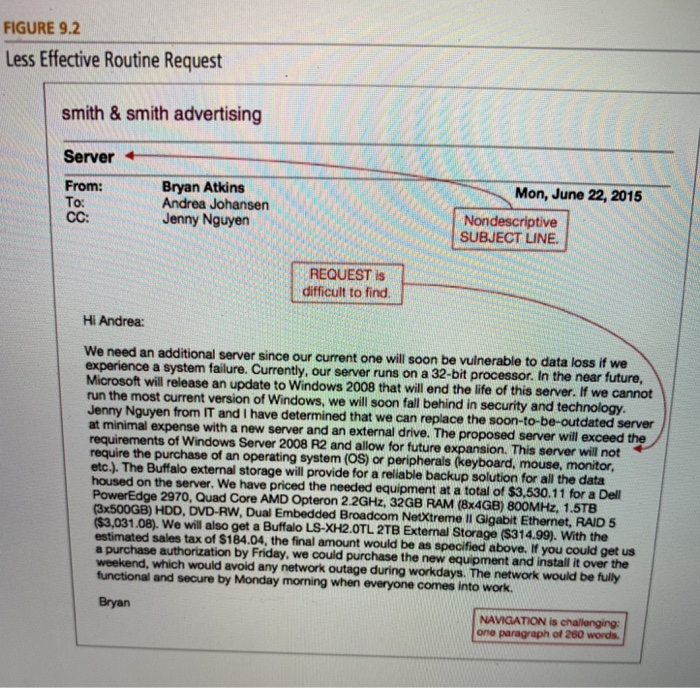 Figures 9.2 and 9.3. Identify three ways in which Bryan improved the