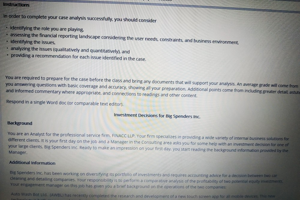 Instructions In order to complete your case analysis successfully, you should