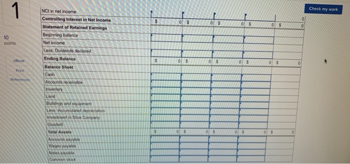 The book values and fair values of Slice's assets and liabilities were