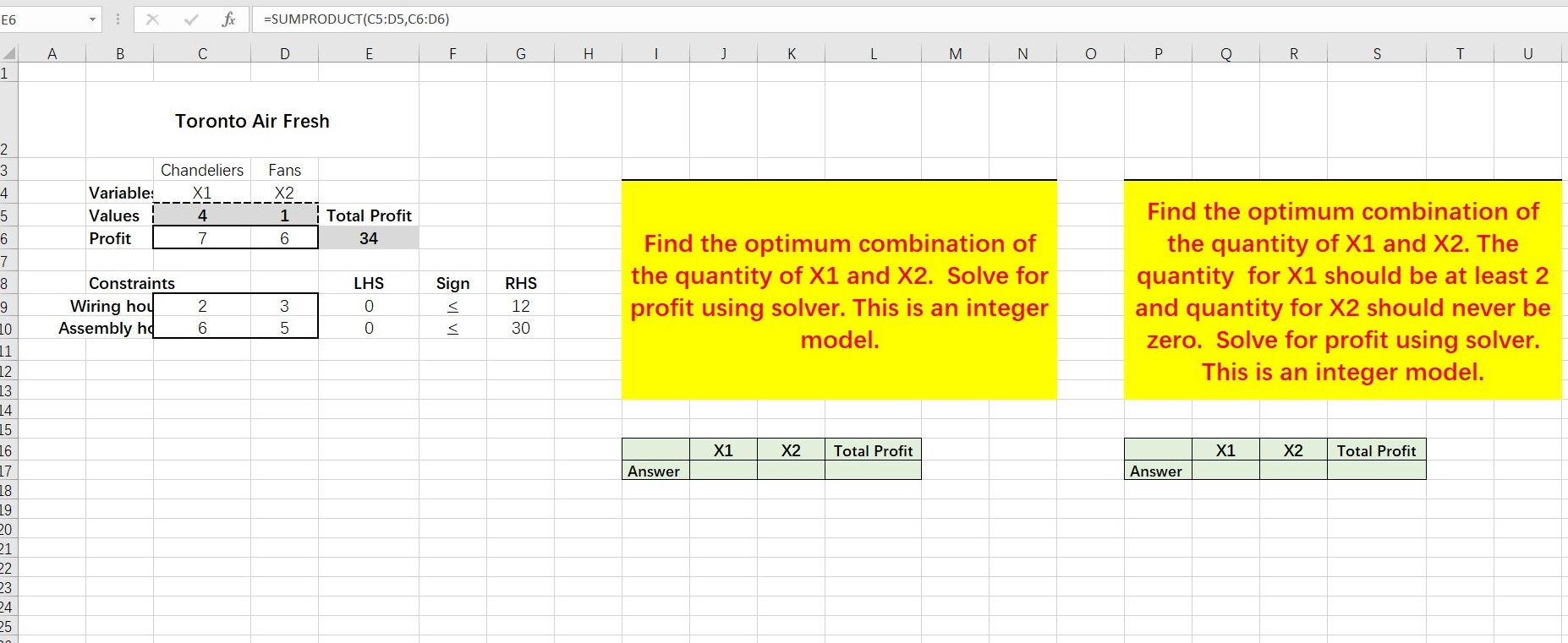  E6 X =SUMPRODUCT(C5:05,C6:06) . B D E F G H -