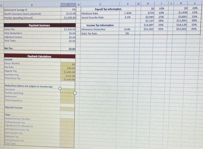 Reference the health insurance deduction. a. Reference the appropriate cell in the