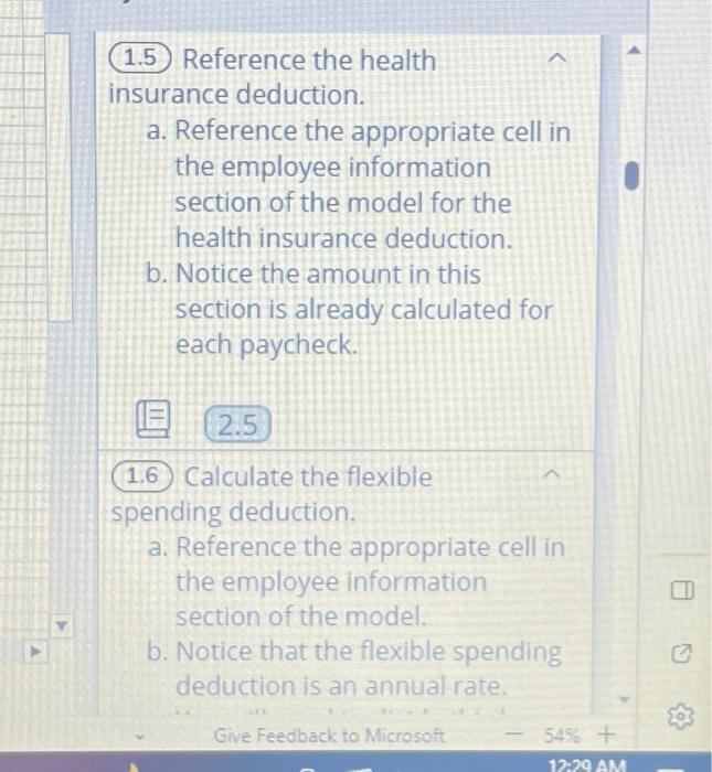 employee information section of the model for the health insurance deduction. b.