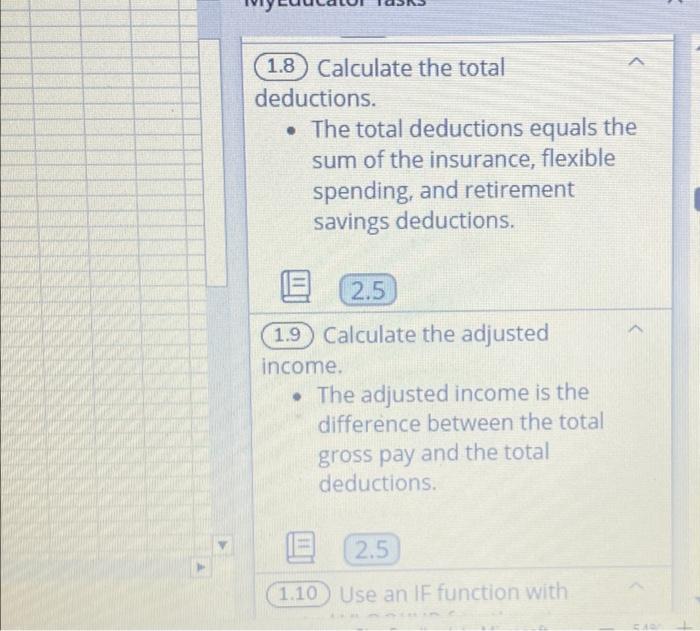 (1.6) Calculate the flexible spending deduction. a. Reference the appropriate cell in