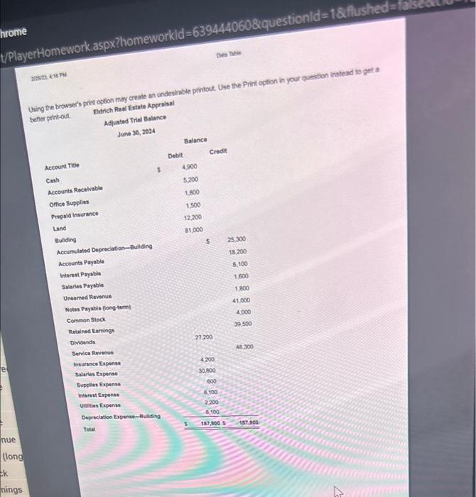 create an undesirable printout. Use the Print option in your question instead