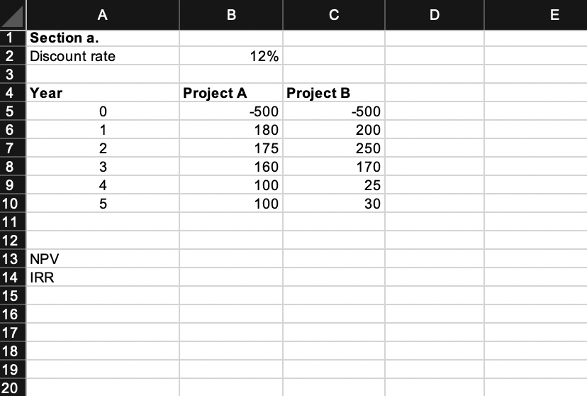 ONLY SHOW HOW TO DO IN EXCEL. please no hard coded formulas