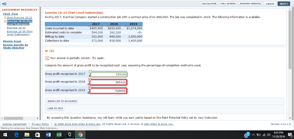  During 2017, Ivanhoe Company started a construction job with a contract