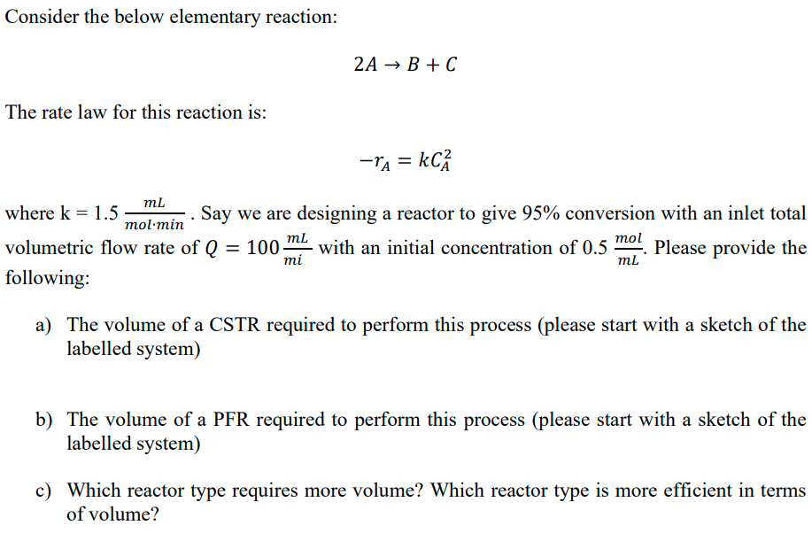  Consider the below elementary reaction: 2AB+C The rate law for this