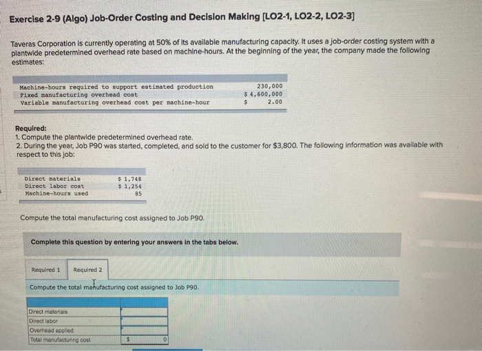 respectively. The company's direct labor wage rate is $24.00 per hour. The
