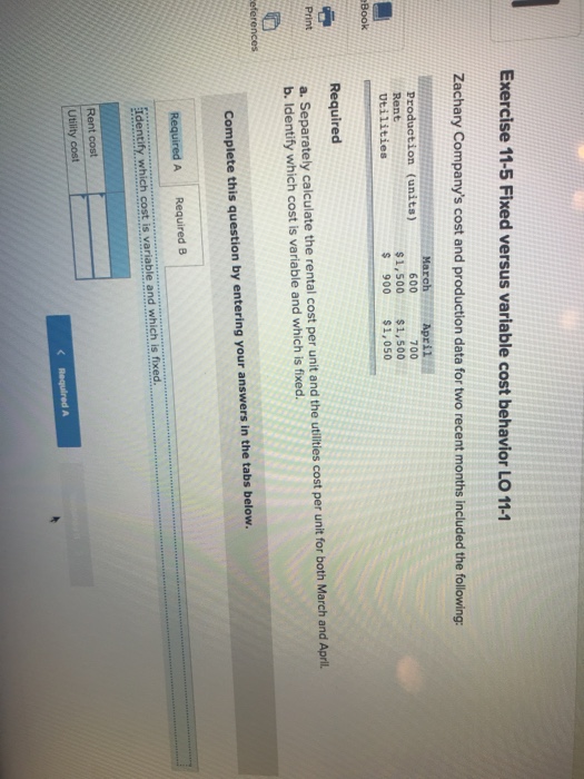 cost and production data for two recent months included the following ts