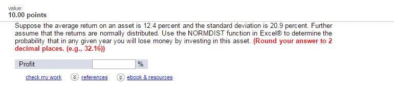 12.4 percent and the standard deviation is 20.9 percent. Further assume that