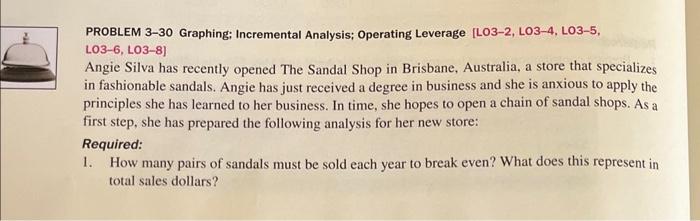  PROBLEM 3-30 Graphing; Incremental Analysis; Operating Leverage [LO3-2, LO3-4, LO3-5, LO3-6,