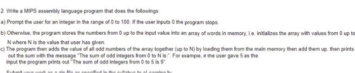  2. Write a MIPS assembly language program that does the followings