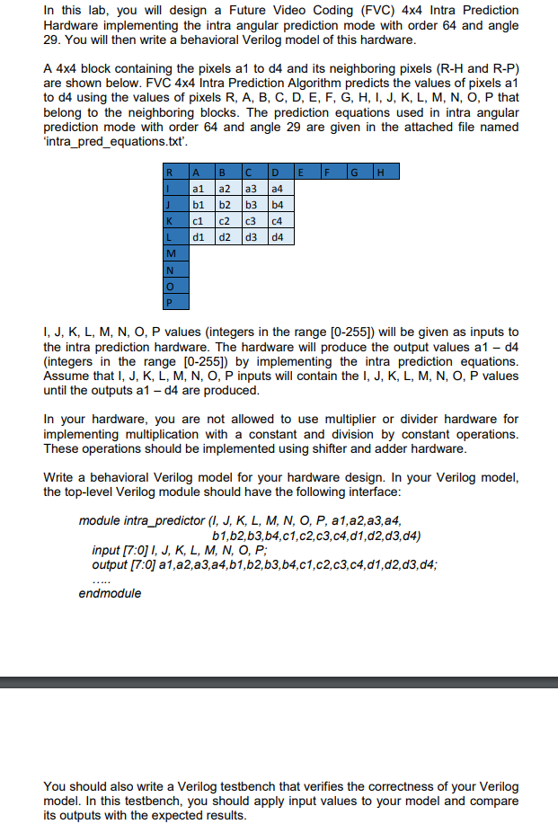  In this lab, you will design a Future Video Coding (FVC)